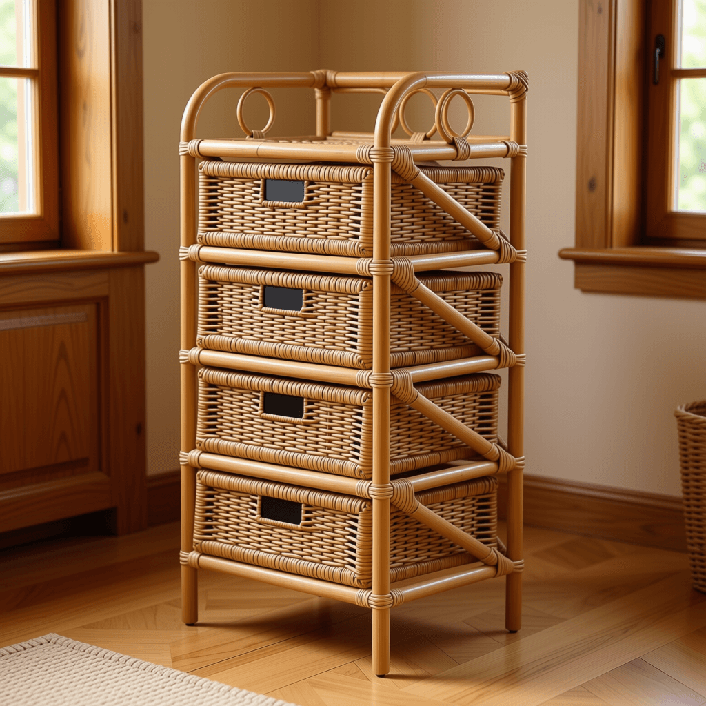 Rattan 4-tier Chest