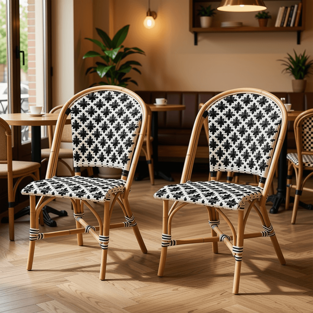 Patterned French Bistro Dining Chairs Set