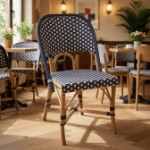 Black & White Diamond-Weave Bistro Chair