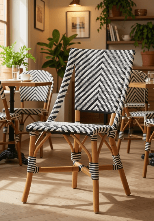 Black & White Chevron Bistro Dining Chair (Variant 2)