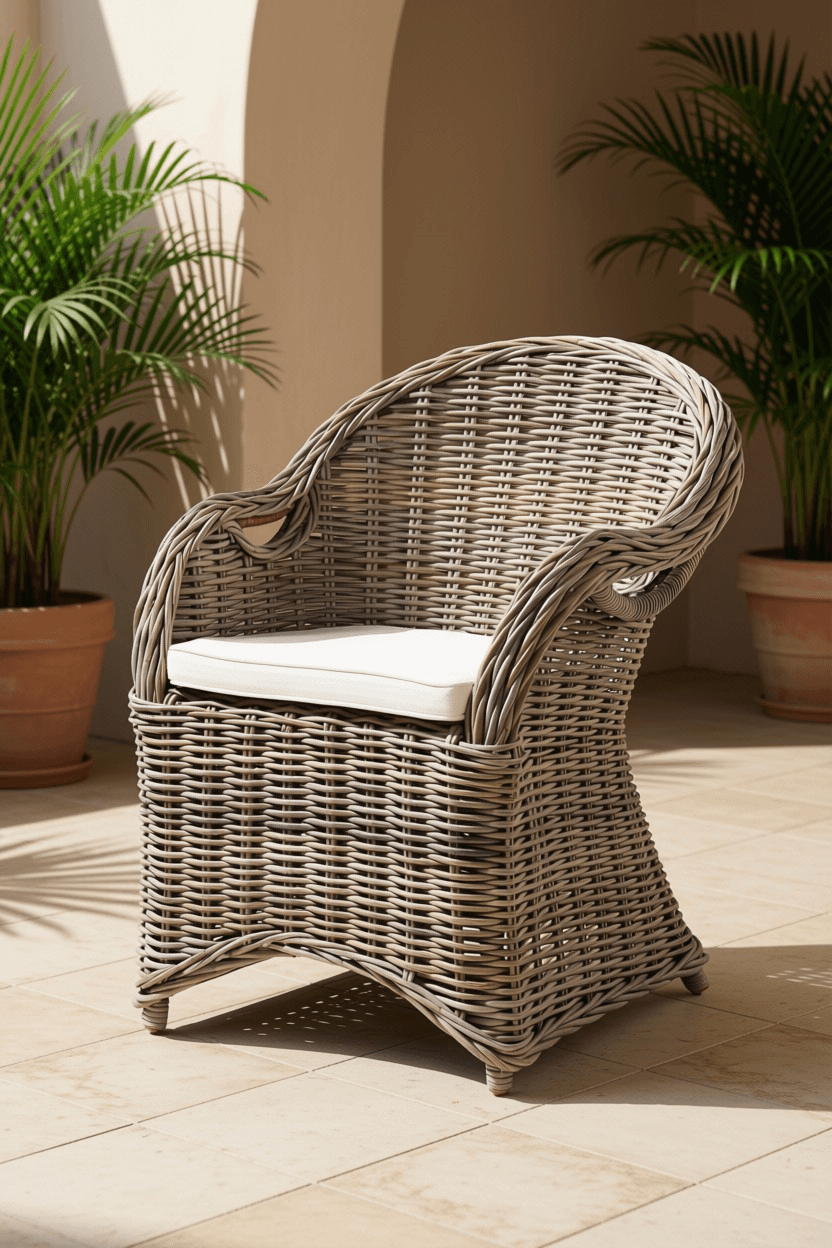 Rustic Wicker Patio Accent Chair