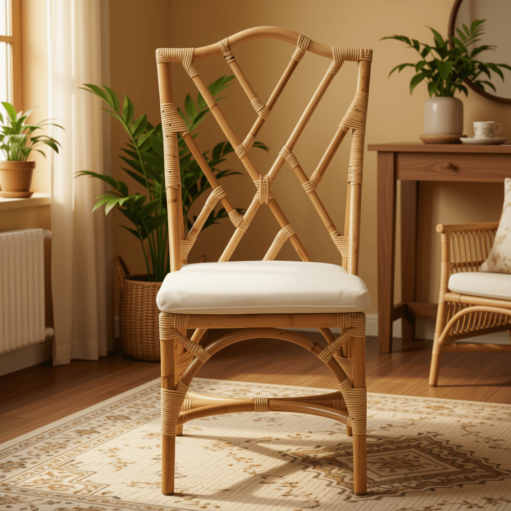 Geometric Bamboo-style Rattan Chair