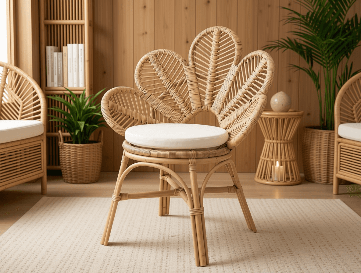 Peacock Fan-Back Rattan Accent Chair