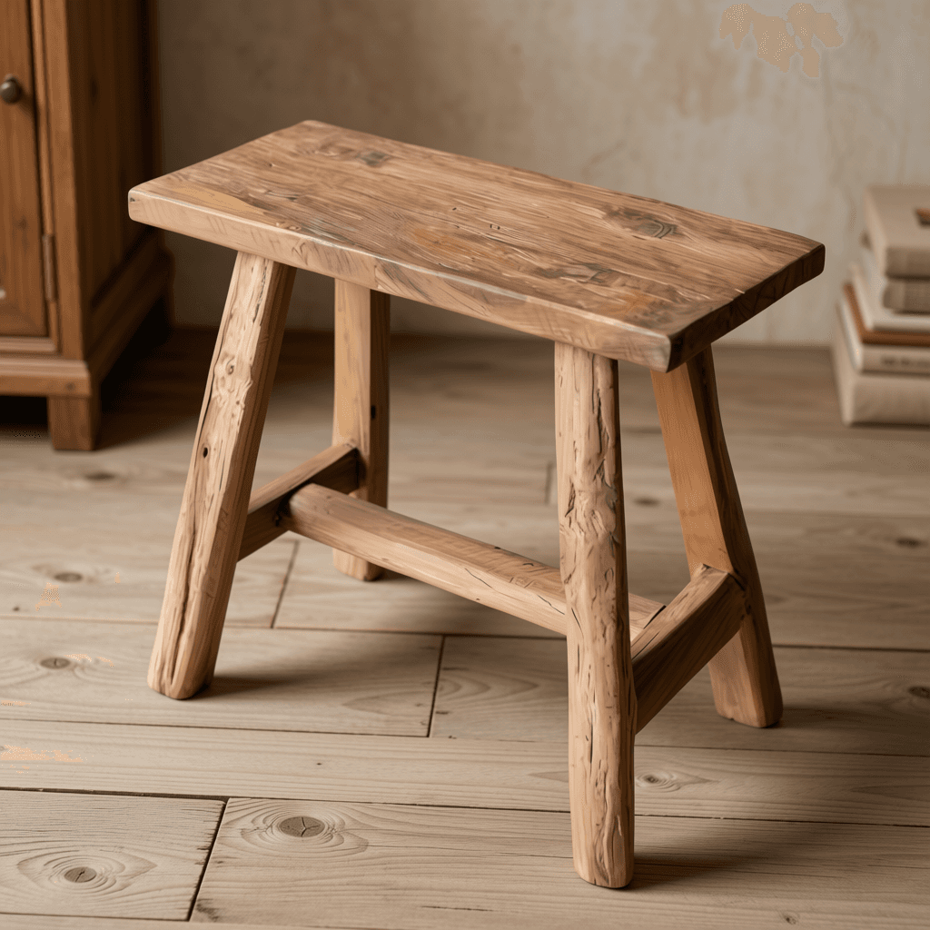 Rustic Solid Wood Accent Stool