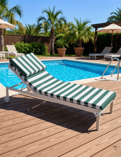 Modern Striped Cushion Sun Lounger with Aluminum Frame